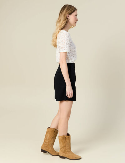 Bermuda droit taille haute noir femme