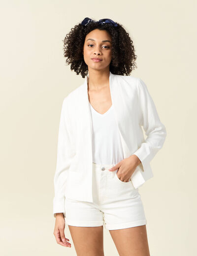Veste esprit blazer fluide ecru femme