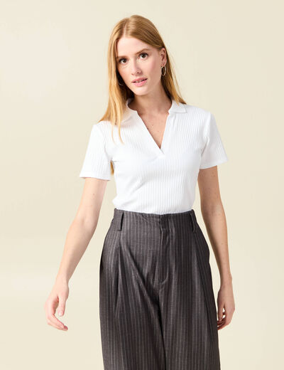 Polo manches courtes blanc femme