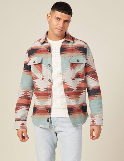 Surchemise droite longue manches longues ecru homme