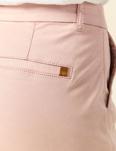 Chino cigarette 7/8&egrave;me taille haute rose clair femme