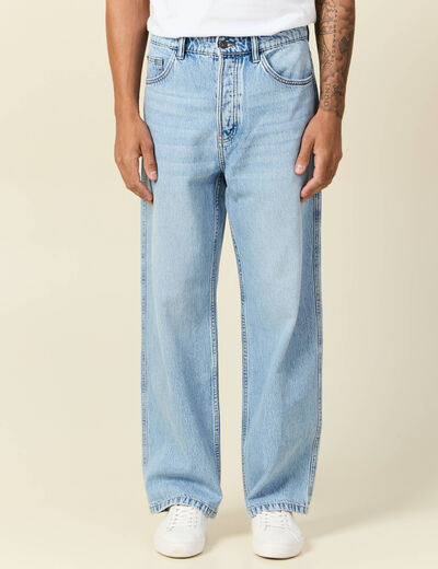 Jeans loose 5 poches denim snow bleach homme