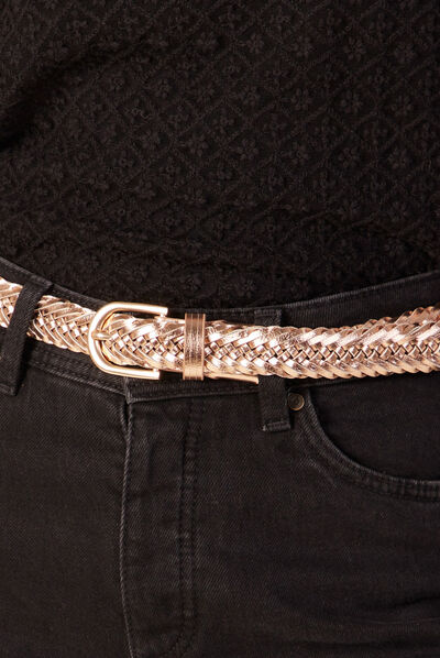 Ceinture tressée rouge clair femme