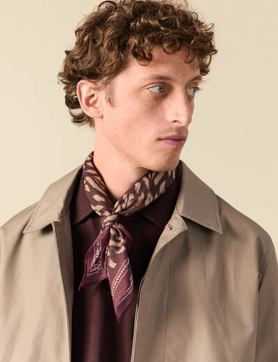 Foulard en coton marron fonc&eacute; homme