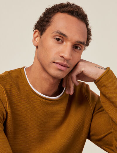 Pull manches longues marron homme