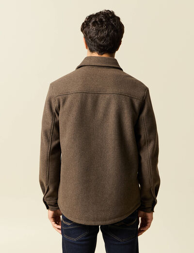 Surchemise boutonn&eacute;e marron fonc&eacute; homme