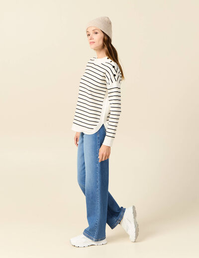 Pull manches longues bleu marine femme