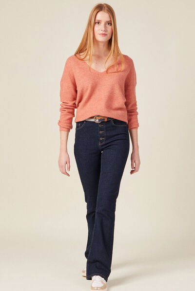 Pull manches longues rouge clair femme