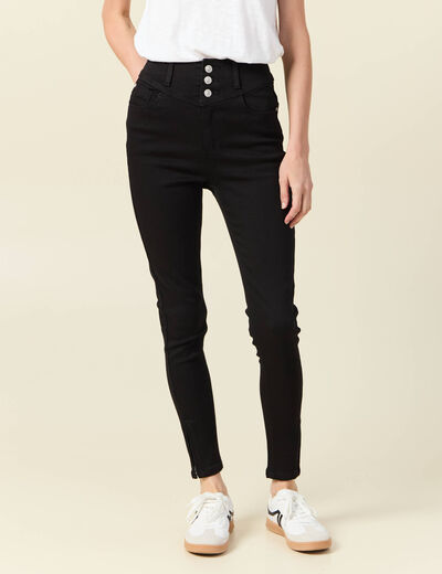 Jeans skinny 7/8ème denim noir femme