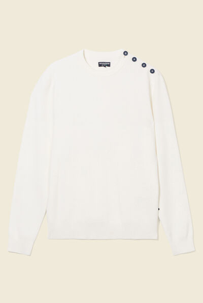 Pull manches longues à boutons ecru homme