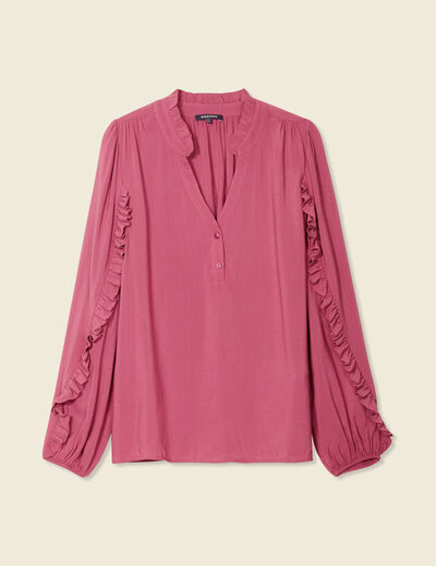 Blouse manches longues volants vieux rose femme