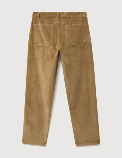 Pantalon droit en velours longueur 32 vert kaki homme