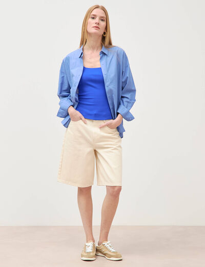 D&eacute;bardeur ajust&eacute; col carr&eacute; bleu electrique femme