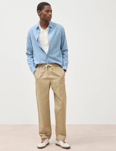 Pantalon coupe straight vert olive homme