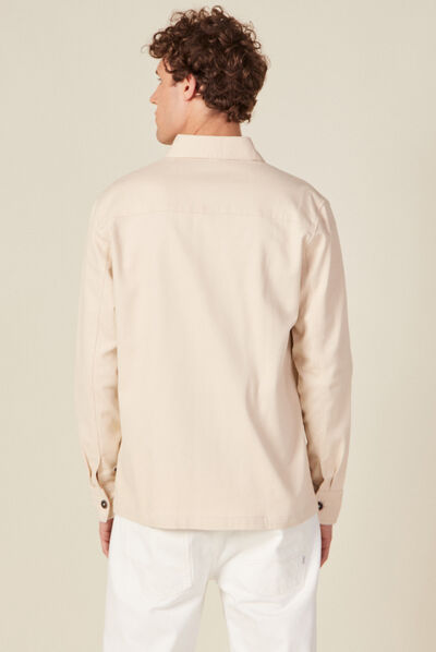 Surchemise manches longues beige homme
