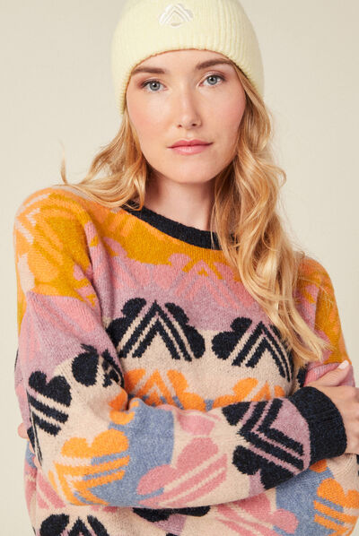 Pull manches longues mauve femme