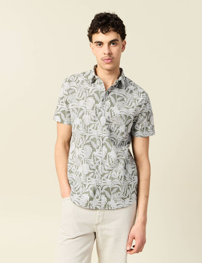 Chemise manches courtes vert kaki homme