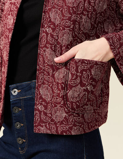 Gilet matelassé col rond rouge foncé femme