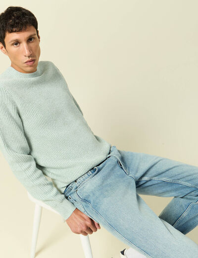 Pull manches longues vert pastel homme