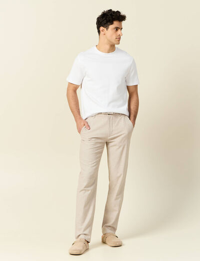 Pantalon chino droit beige homme