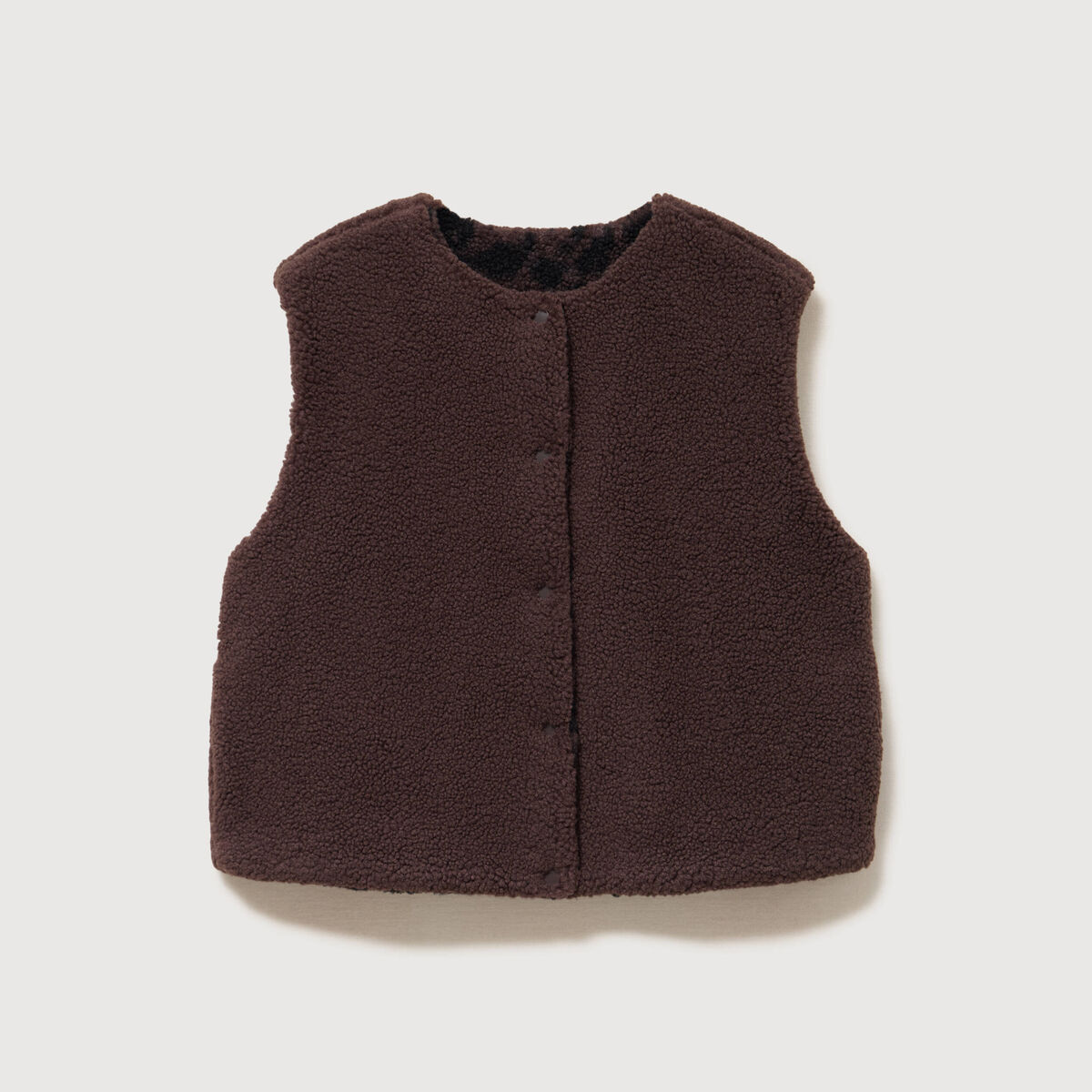 Gilet sans manches r&eacute;versible marron chocolat femme