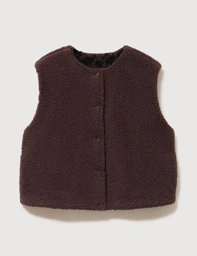 Gilet sans manches r&eacute;versible marron chocolat femme