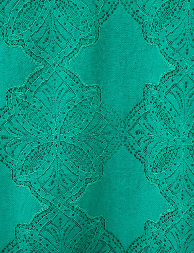 Robe dentelle col v manches coude vert femme