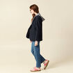 Blazer manches longues col tailleur bleu marine femme