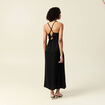 Robe longue droite satin noir femme