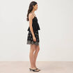 Jupe taille haute doubl&eacute;e en coton noir femme
