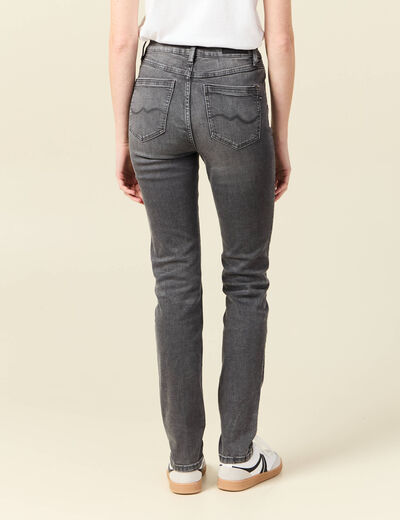 Jeans slim taille haute denim gris femme