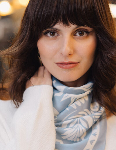 Foulard satin bleu clair femme