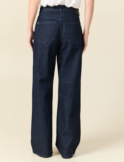 Jeans large taille haute denim brut rinse femme