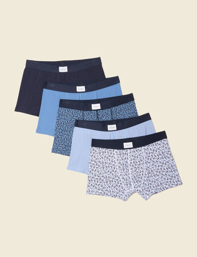 Lot 5 boxers bleu clair homme
