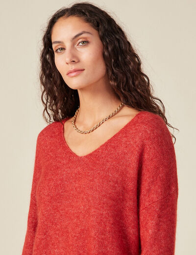 Pull éco-responsable rouge foncé femme