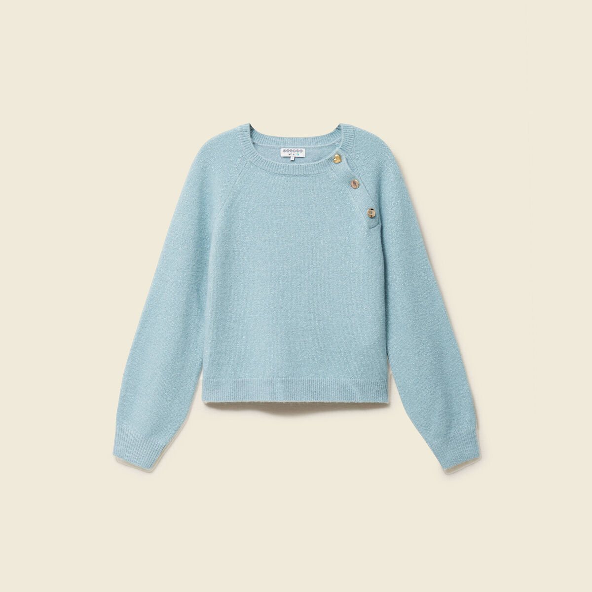 Pull manches longues col rond gris femme