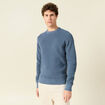 Pull manches longues col rond bleu gris homme