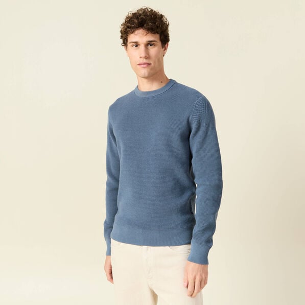 pull manches longues col rond bleu gris homme Pull manches longues col rond bleu gris homme