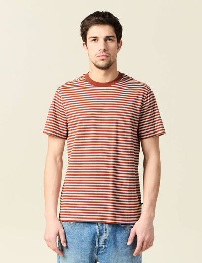 T-shirt manches courtes marron cognac homme