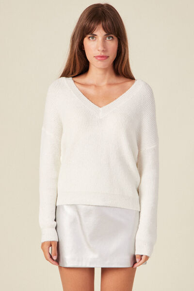 Pull éco-responsable ecru femme