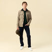 Polo manches longues en coton vert fonc&eacute; homme
