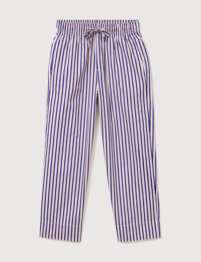 Pantalon large taille haute en coton blanc femme