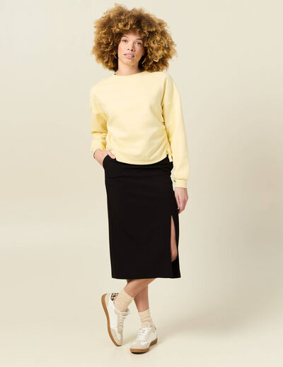 Sweat manches longues jaune clair femme