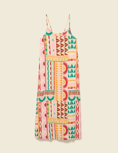 Robe longue fines bretelles col rond multicolore femme