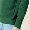 Pull fin manches longues col rond vert homme