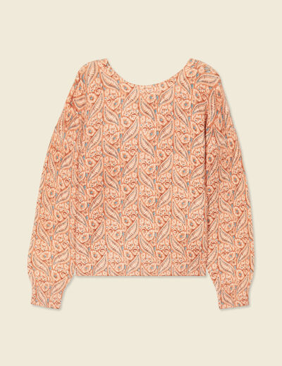 Pull manches longues orange foncé femme