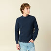 Pull fin manches longues col rond bleu marine homme
