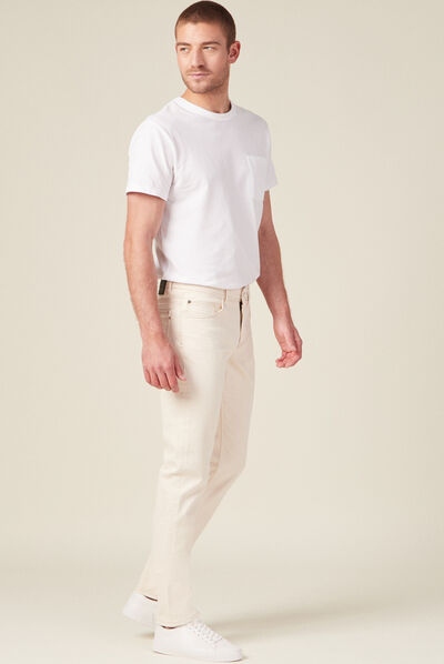 Jeans straight 5 poches ecru homme