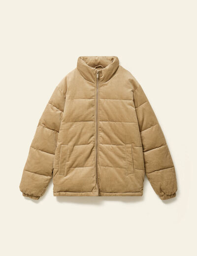 Doudoune col montant manches longues beige homme