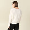 Pull manches longues col rond brillant ecru femme